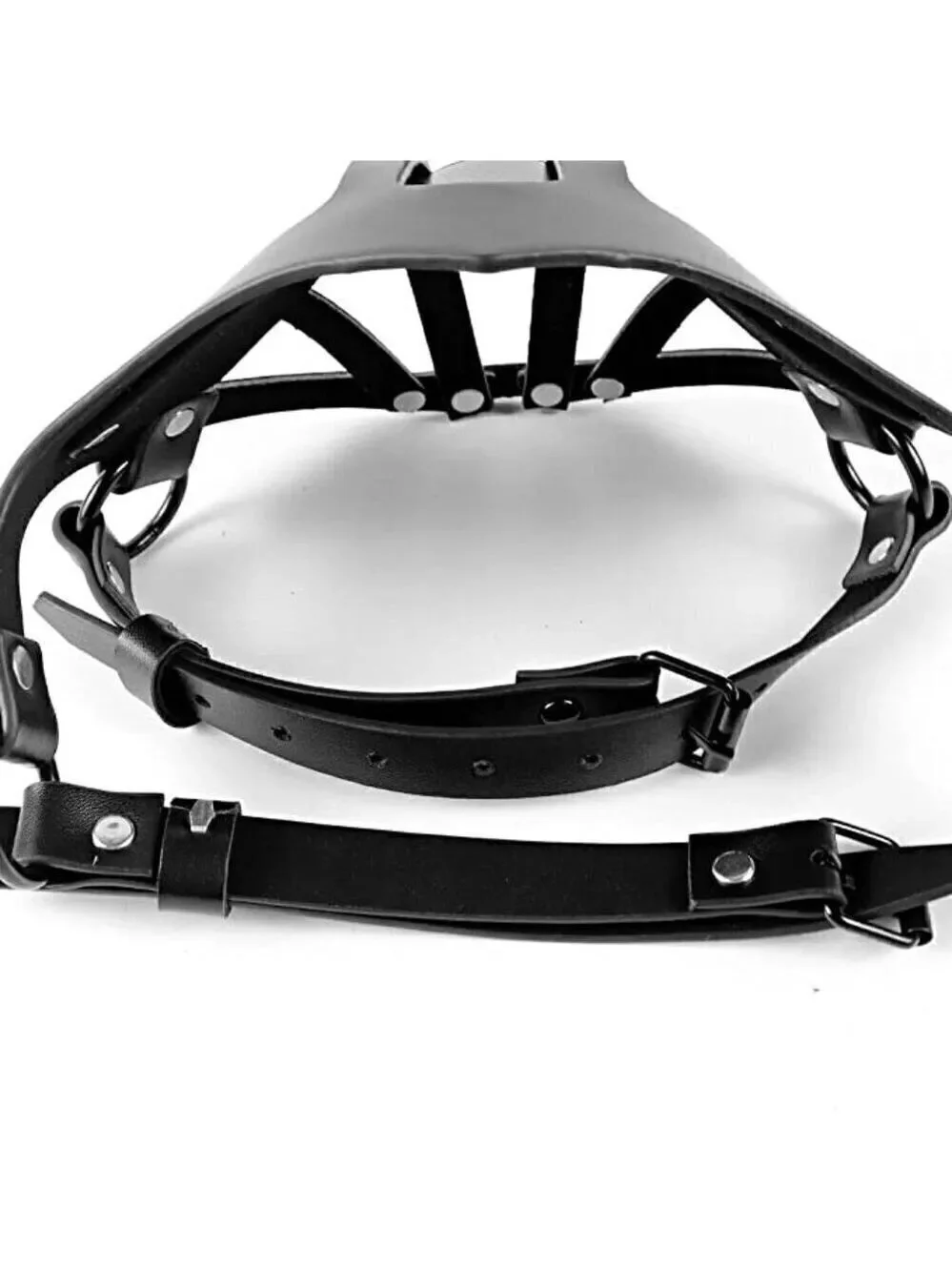 𝅺BLACK Leather Fetish Masquerade Face Mask Slave Bondage BDSM Costume Cosplay